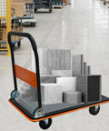 Heavy Duty Flatbed Cart And Hand Truck With 660 Lb Capacity Folding Design For Easy Storage carrying blocks in a warehouse.