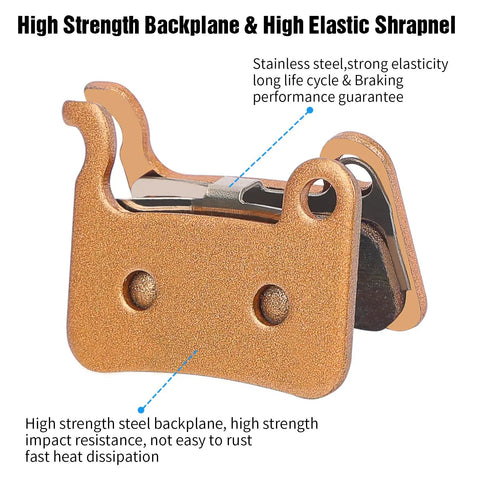 Two Pairs Sintered Metal Disc Brake Pads For Ebike MTB And Scooter With Tools Kit Included, showing high strength backplane.