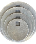 AR500 Steel Shooting Targets Four Piece Gong Set Includes Three Eighths Inch Thick Plates and Diameters Three Four Five Six Inches