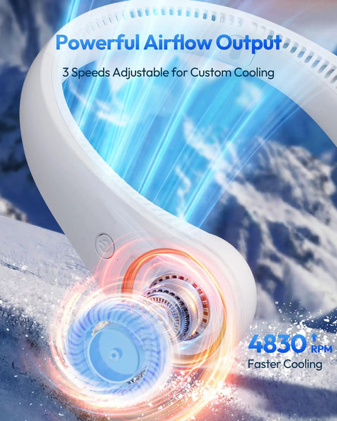 Hands Free Portable Neck Fan With 72 Air Vents Delivers 360 Degree Cooling Rechargeable Battery Lasts Up To 23.5 Hours image