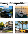 Various vehicles including RV, boat, and trucks showcasing the versatility of Six Pack Heavy Duty Battery Terminal Bolts With 3 8 Inch Side Post Adapter Studs And Nuts For Cars And Tractors And Tough As Nails Steel Build Guarantees Quick Install That Keeps Circuits Locked Secure.