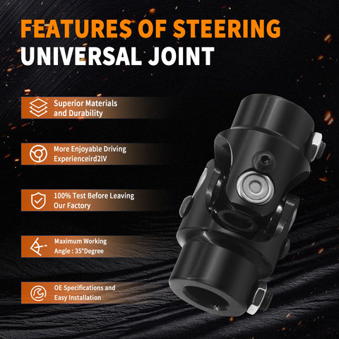 Features of Eleven Sixteenths To Thirty Six Spline Three Quarter Inch Heavy Duty Black Steering Universal Joint Shaft