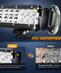 Close-up of IP67 waterproof 20 Inch 126W Spot Flood Combo LED Light Bar For Off Road Trucks Boats And More with heat dissipation details.