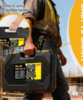 Person carrying All In One 228 Piece Mechanic Tool Set With Socket Wrench Auto Repair Kit in durable black case on construction site