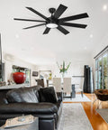 Black Ceiling Fan With Light And Remote Dimmable Fan Light For Indoor And Outdoor Use 48 Inch Stepless Color Temperature Memory Function Night Light Mode Patio Ready Over 5000 CFM ABS Blades in modern living room