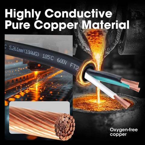 Heavy Duty 30 Ft 16 AWG SOOW Cable With Hella Flexible Conductors Built Tough For Jobsite Readiness Offers Slick Weatherproof Shell features pure copper wiring.