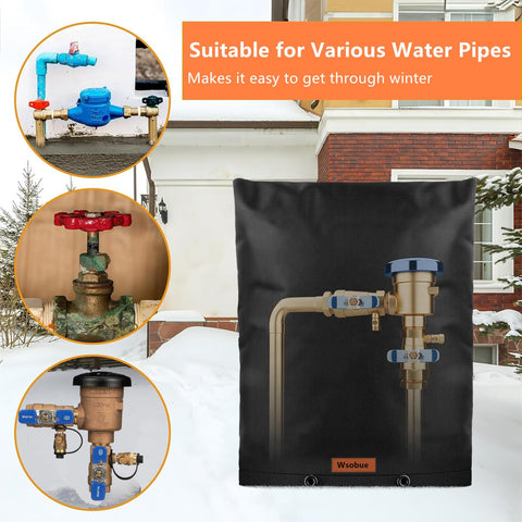 Backflow Preventer Cover Insulated Pouch Outdoor Pipe Insulation Cover Winter Freeze Protection Water Well Pump Cover Insulated Black 16W By 20H