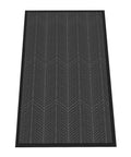 Heavy Duty Door Mat 3Ft By 6Ft Striped Brush Entrance Rug With Rubber Backing, black and grey pattern, for indoor outdoor use