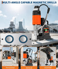 Heavy Duty 1650W Magnetic Drill Press With 810 RPM And 1.57 Inch Boring Capacity, showing multi-angle capabilities on construction site.