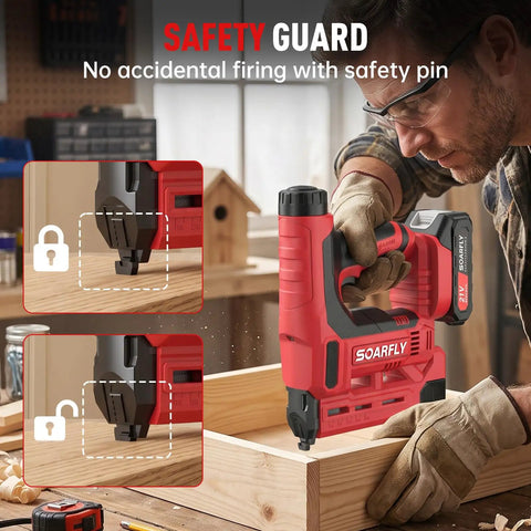 Built Like A Tank Cordless Nail Gun 18 Gauge 2 In 1 Brad Nailer Electric Stapler With Dual Batteries Fast Charger And 1500 Fasteners For Carpentry Upholstery Work