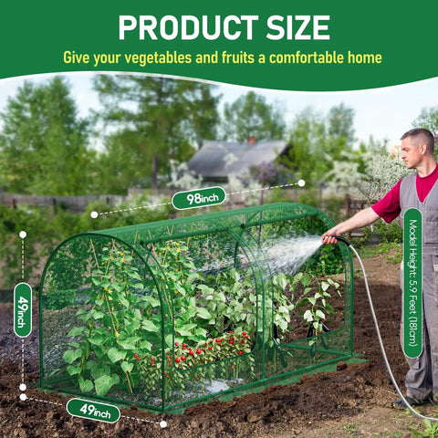 Garden Plant Netting Mesh Cover For Raised Bed 98x49x49in With Roll Up Zipper Door Large Tunnel Netting For Vegetables And Fruits Bird And Insect Proof Keeps Plants Airy And Safe Green