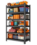 Super Heavy Duty Six Tier Metal Storage Shelves With Height Adjustment Rock Solid Double Layer Upright Design with organized tools and equipment.