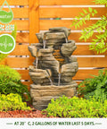 Six Tier Cascading Rock Outdoor Water Fountain With Lights For Garden Patio Backyard Deck And Porch No Fuss Setup With Pump