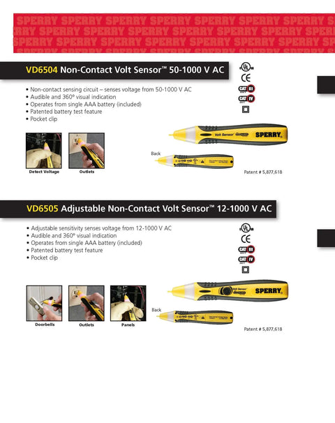 Straight Up Tough Non Contact Voltage Detector 50 To 1000 Volt Ac with five sensing nodes, ergonomic grip for electrical work.