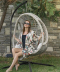 Heavy Duty Hammock Chair Stand Steel C-Stand for Outdoor and Indoor Use, supports egg chairs or swings, black color