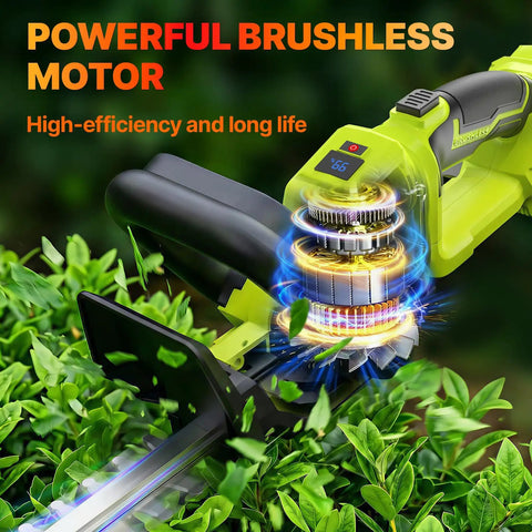 Cordless 20 Inch Brushless Hedge Trimmer With 2x3.0Ah Battery, 21V Electric Bush And Shrub Trimmer With Display cutting bushes