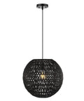 Black 15.75 Inch 1 Light Dope Modern Bohemian Woven Led Pendant Light With Adjustable Hanging Ceiling Lamp and paper wicker shade
