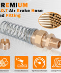 Brass DOT Air Brake Hose End Fitting Kit 35-Piece Set With Five Male Connectors And Spring Guard for industrial trucks and trailers