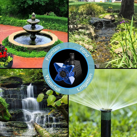 Beefy 3200 GPH Submersible Pond Pump 200W with 33 Ft Power Cord in use for ponds, fountains, waterfalls, and garden irrigation
