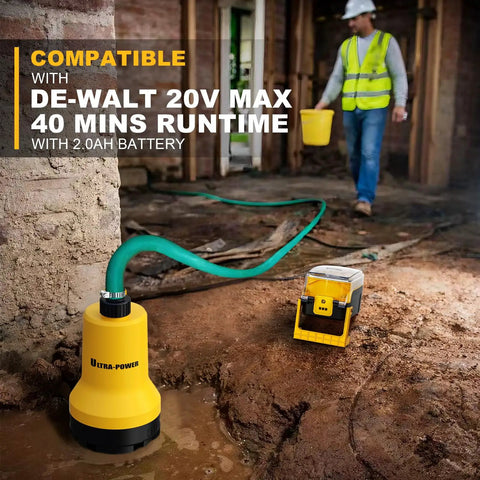 Cordless Submersible Water Transfer Pump With 17 GPM Flow Compatible With Dewalt 20V Max Battery Tool Only in construction site