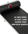 Heavy Duty Toolbox Drawer Liner 24 Inch Wide 24 Feet Long Non Slip Rubber Mat rolled with dimensions displayed