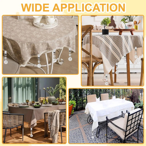 Eight Pieces Crystal Tablecloth Weights With Metal Clips Pendant Plum Blossom Shape For Outdoor Picnic Garden Tables 100 X 44mm keeps table covers in place on various tables
