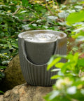 Outdoor Tabletop Water Fountain With LED Lights Made From Recycled Polyethylene Eco Friendly Materials For Patio Porch And Backyard Bubbling Water Feature UV Resistant Durable Yard Decor For All Weather