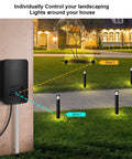 Smart 120 Watt Low Voltage Landscape Transformer With Two Independent Zones for lighting control shown with garden path lights