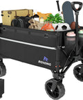 Collapsible Wagon Cart With 360 Degree Front Wheels 120L Heavy Duty Folding Utility Wagon for groceries, camping, garden, and sports gear