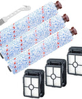 CrossWave Replacement Parts Bundle 3 Pack Multi Surface Brush Rolls And 3 Pack Vacuum Filters For CrossWave Series Value Pack