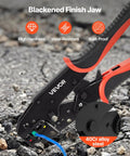 Heavy Duty Ratcheting Wire Crimper Pliers For 22 To 10 AWG Electrical Terminals, featuring blackened finish and ergonomic grip.