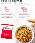 7 Day Emergency Food Kit For Bug Out And Camping With 60 Servings Of Freeze Dried Breakfast And Entrees Survival Meals For Outages And Hurricanes Long Lasting Up To 25 Year Shelf Life, teriyaki rice preparation.