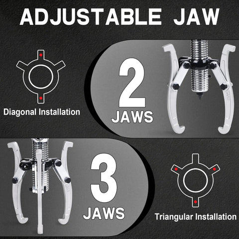 Adjustable jaw options for Heavy Duty Hydraulic Gear Puller 15 Ton Capacity With Adjustable 2 Or 3 Jaws Bearing Hub Separator