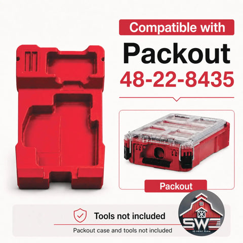 Premium Red 3D Printed Petg Tool Organizer Insert Designed For Makita Packout Case 8435 To Keep Your Laser Level And Distance Meter Squared Away And Solid For Any Job Site