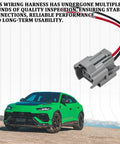 Heavy Duty Two Pin Fuel Injector Connector Wiring Pigtail Plugs For Toyota Mazda Mitsubishi Nissan Subaru EV1 EV6 EV14 Replacement Harness with wires and gray connector.