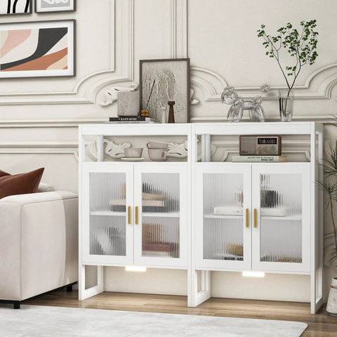 Space Saving White Bathroom Storage Cabinet With Motion Sensor LED Light And Two Doors Acrylic Door Panels Sturdy Metal Handles Dust Proof And Hassle Free Access Ideal For Small Bathrooms And Busy Homes, white freestanding cabinet with acrylic doors
