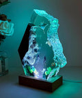 Ocean Resin Lamp With Scuba Diver Scene And Lit Multicolor LED Glow, USB Powered Table Light On Wooden Base For Home Office Decor