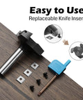 2.36 Inch Cutting Diameter 3 Wing Spoilboard Surfacing Router Bit, One Half Inch Shank, Carbide Insert Planer Bit, replacement parts