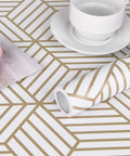 Geometric Hexagon Peel and Stick Wallpaper Roll 17.71 x 118 inches with vinyl film pattern, cup, and rose decoration