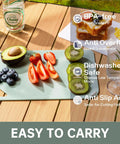 Green plastic cutting board with fruits, Set Of 3 Plastic Cutting Boards For Kitchen BPA Free Non Slip Dishwasher Safe Reversible