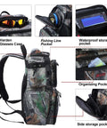 Camouflage Fishing Tackle Backpack With Four Trays, multiple pockets, side storage, waterproof storage, for anglers