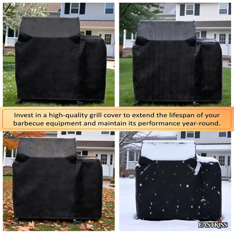 Heavy Duty Waterproof Pellet Grill Cover For Backyard Beast 1200 And RT 1000 Wood Pellet Grills in different weather conditions