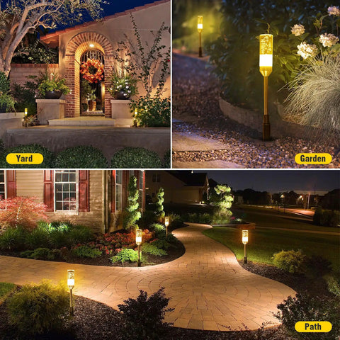 Extendable LED Pathway Lights 6 Pack Low Voltage 12V AC DC 570 Lumen Yard Walkway Driveway Landscape Lamps IP65 Waterproof