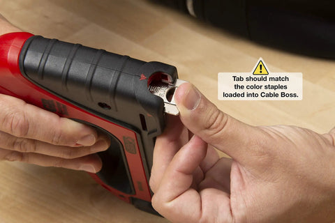 Loading staples into Heavy Duty Cable Boss Staple Gun Pro Grade For NM Coax And Low Voltage Wiring Ergonomic Handle Front Grip