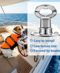 Rock Solid Marine Grade Twist Lock Fastener Kit 35 Pack with a dog steering a boat, showing durable zinc toggle latch.