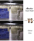 Comparison of warehouse lighting with 60W LED Corn Light Bulb With E39 Mogul Base, 6000 Lumens Hella Bright Cool White 6500K versus dim lights