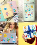 24 Pack Science Theme Make Your Own Face Stickers For DIY Crafts And Nerdy Science Party Games on notebooks, fridge, laptop, gift box