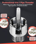 GrenTools 3 Piece Pvc Pipe Threader Kit For 1/2 Inch, 3/4 Inch, And 1 Inch Pipes High Carbon Steel tool showing internal and external threading capabilities.