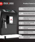 Totally Automatic Espresso Coffee Maker Featuring Responsive Touchscreen Interface and sleek black chassis with steam wand.