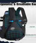 Fishing Tackle Backpack With Rod Holders And Four Tackle Boxes, black ergonomic back design, breathable mesh material